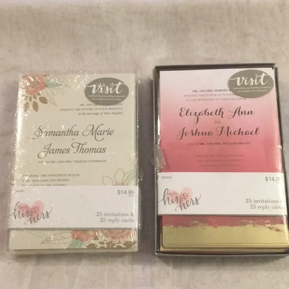 Two sets Studio His & Hers Invitation & Reply Card (AD)